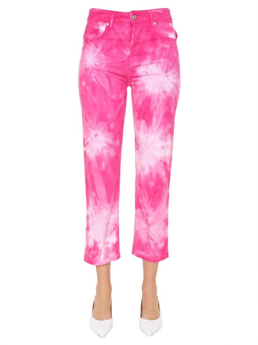 Msgm Tie-Dye Cropped Jeans