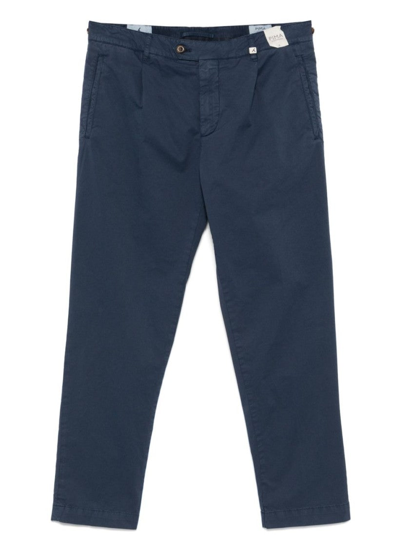 Myths Tailored Blue Trousers With Classic Button Closure