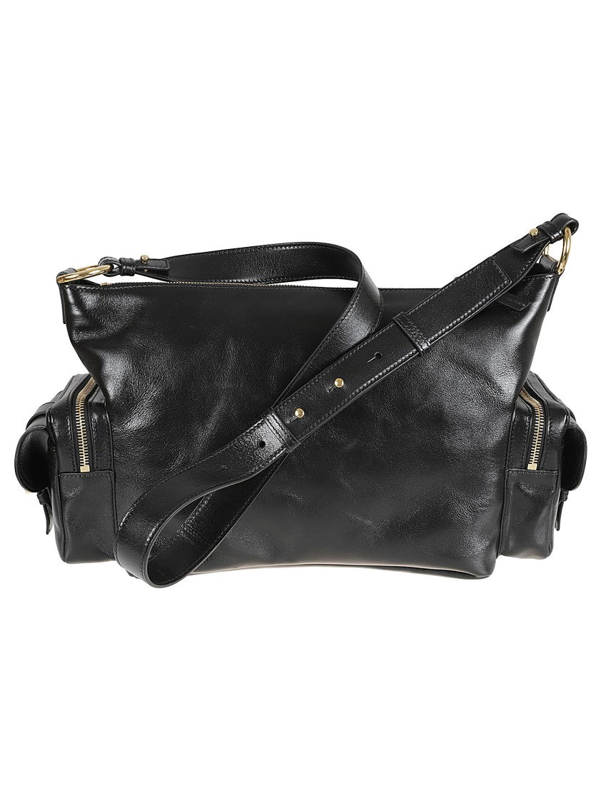 Chloé Structured Black Leather Bag With Gold-Tone Hardware