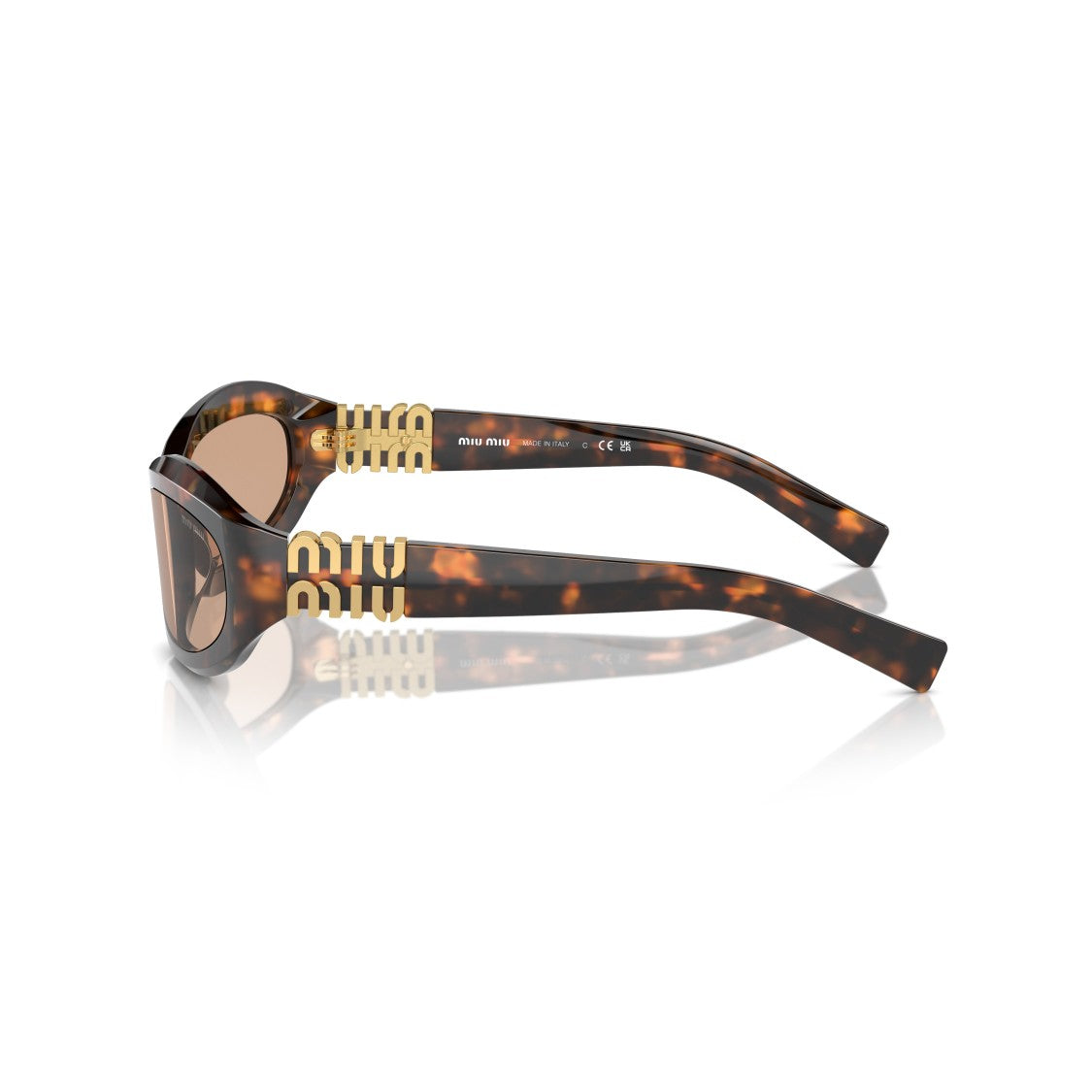 Miu Miu 0Mu 14Zs Oval Tortoiseshell Sunglasses