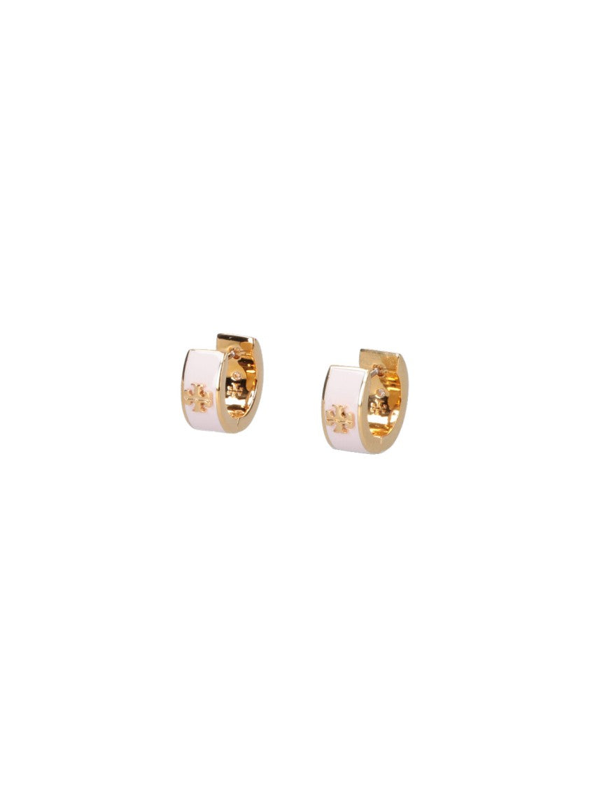 Tory Burch 'Kira Huggie' Earrings – Gold & White