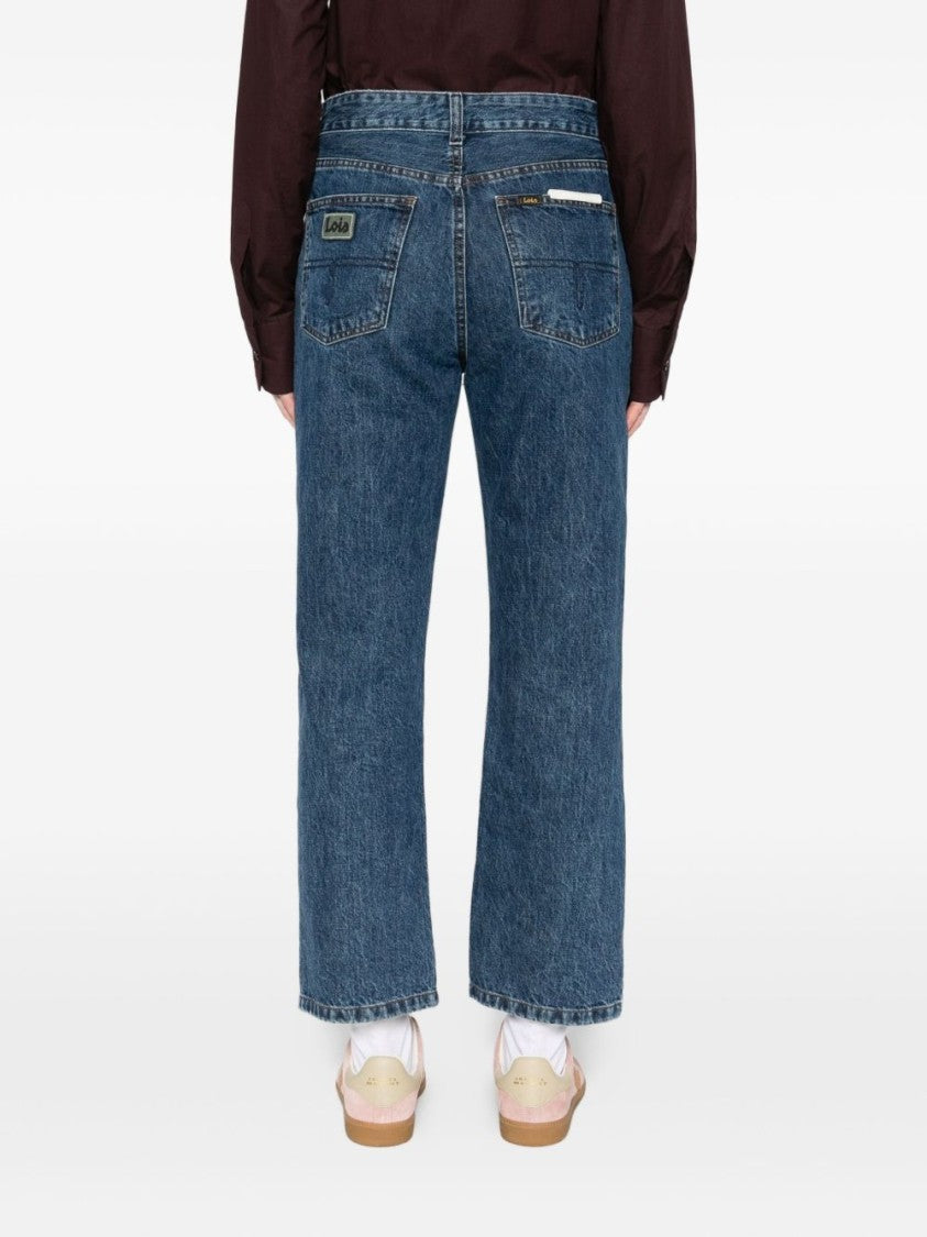 Iois Classic Straight-Leg Blue Jeans With Mid-Rise Waist