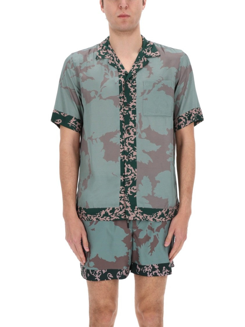 Dries Van Noten Muted Camouflage Floral Viscose Shirt