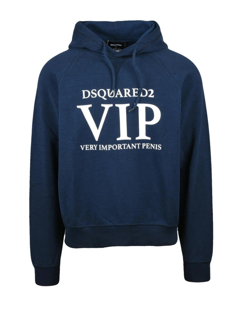 Dsquared2 Blue Cotton Cropped Hoodie