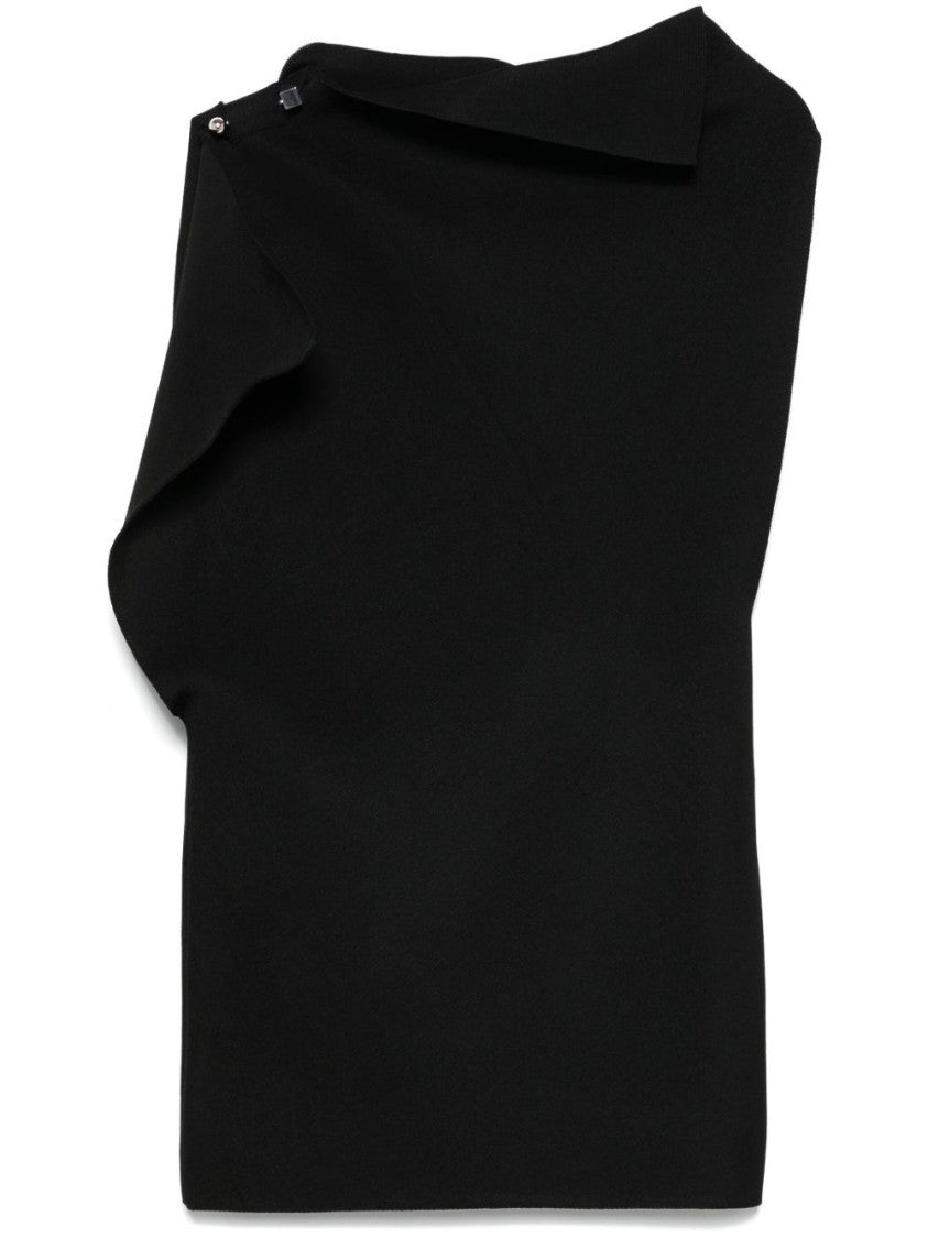 Jacquemus Asymmetrical Black Mini Dress With Soft Drape