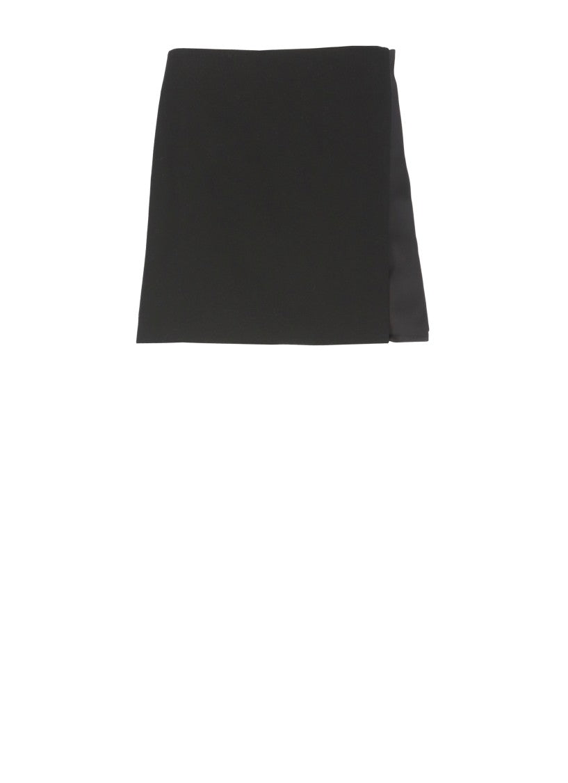 Casablanca Black Wool Skirt With Satin Panel