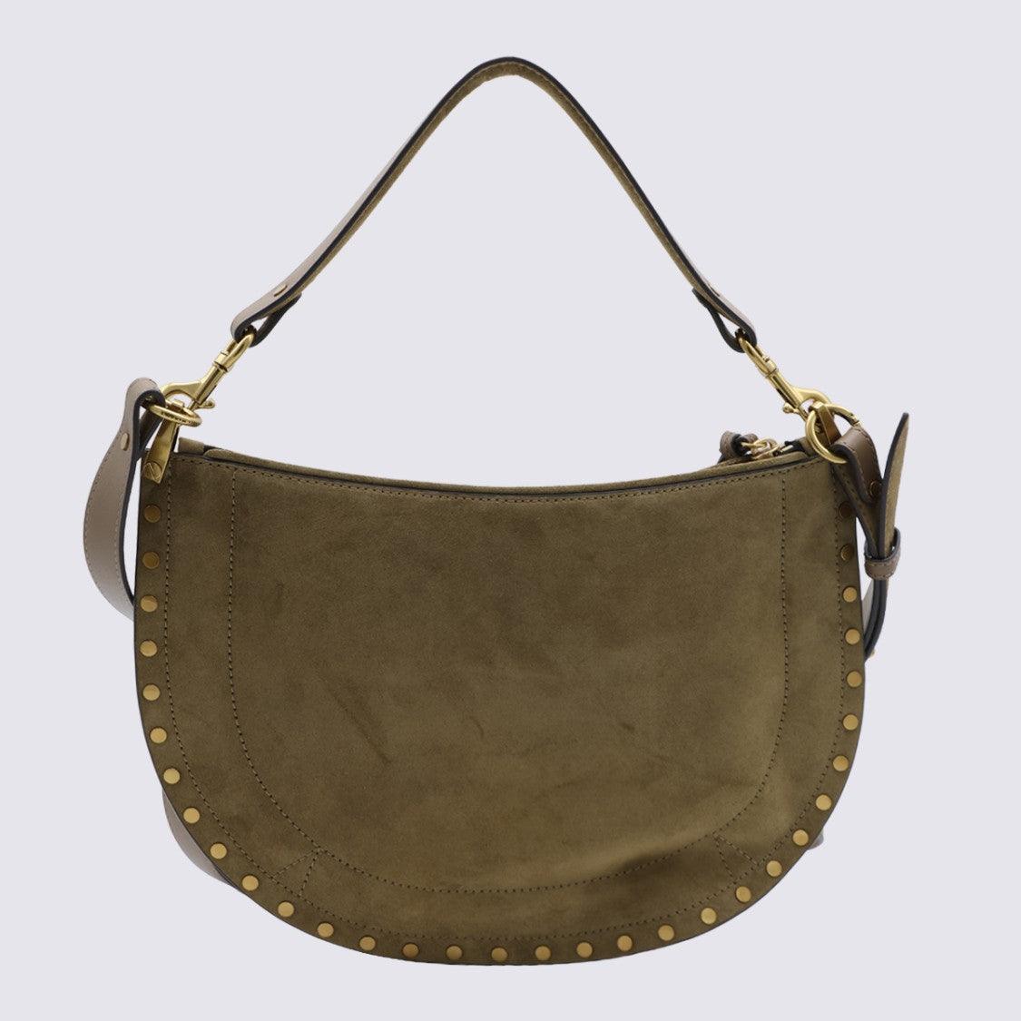 Isabel Marant Crescent-Shaped Suede Bag With Gold Studs And Dual Straps