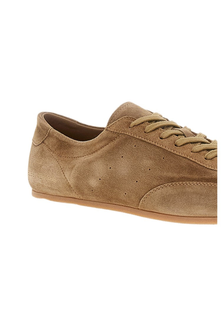 Common Projects Beige Gold-Stamped Serial Number Driving Suede Low-Top Sneakers