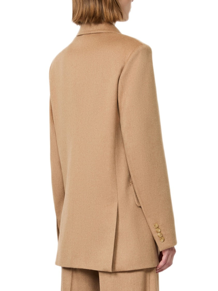 Max Mara Double-Breasted Baby Camel Hair Blazer With Notched Lapels
