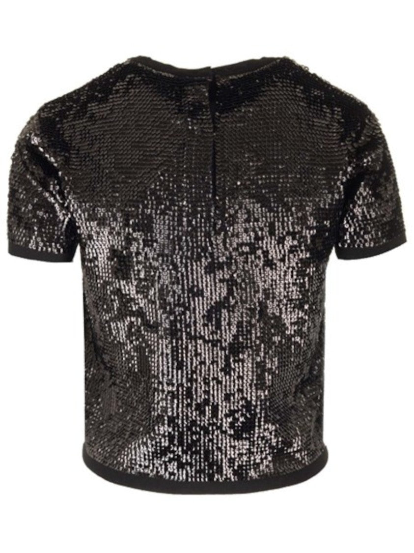 Max Mara Sequined Cropped Top With Round Neckline