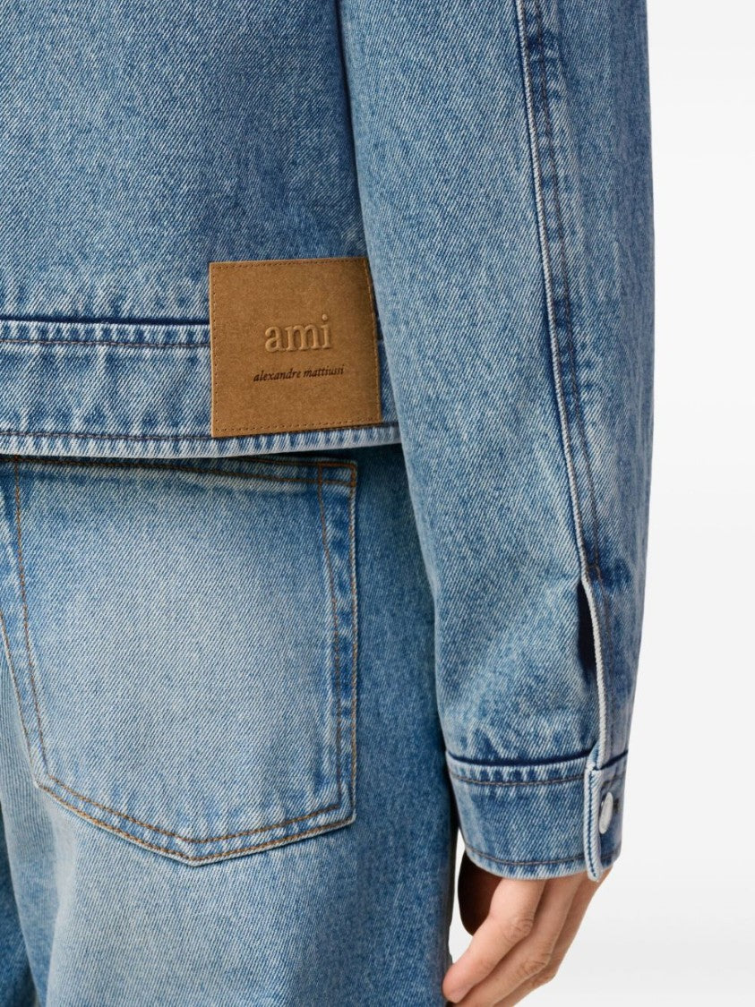 Ami Paris Vintage-Inspired Blue Denim Jacket