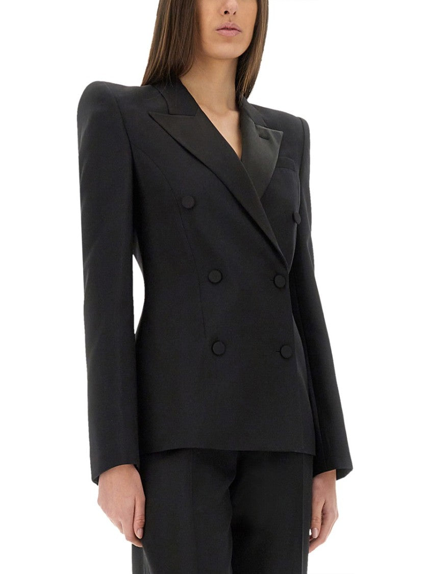 Alexander Mcqueen Double-Breasted Jacket With Voluminous Shoulders