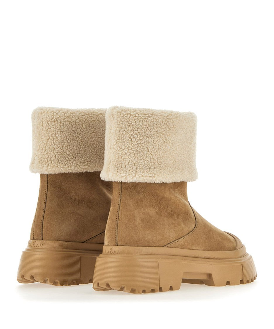 Hogan Ankle Boots With Bouclé Fleece Cuff