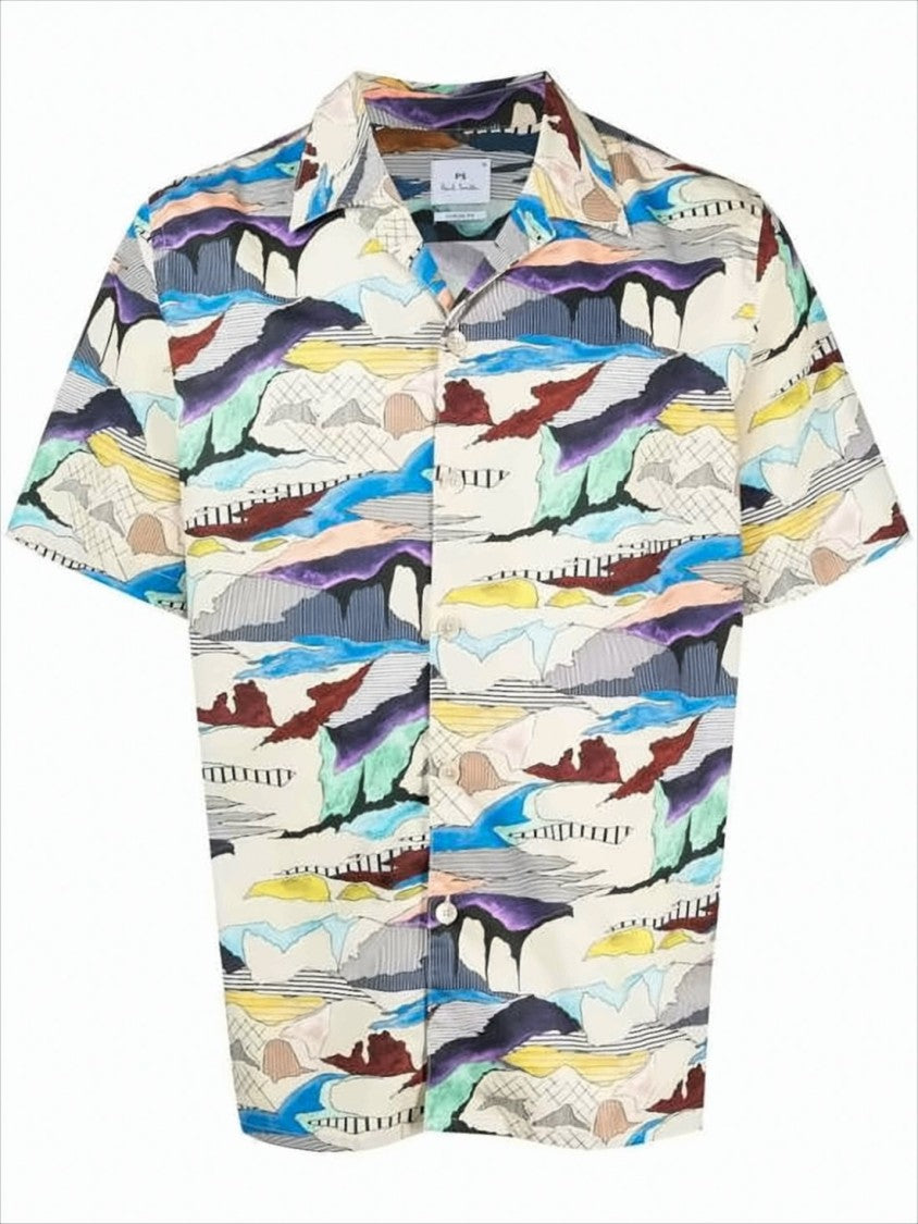 Paul Smith Short-Sleeve Camp Collar Shirt With Abstract Pattern