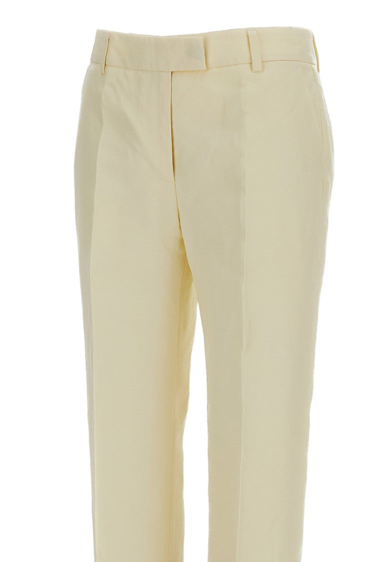 Alberto Biani Ankle-Length Straight-Leg Linen Blend Trousers
