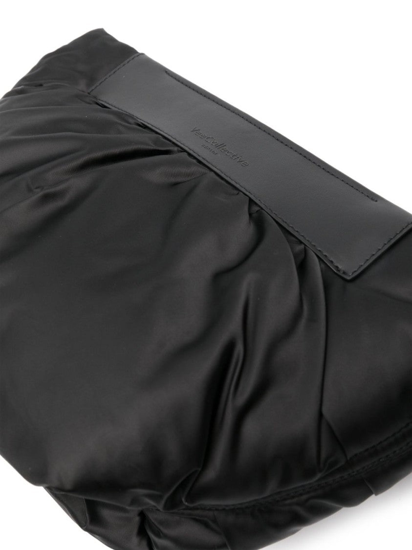 Veecollective Padded Black Clutch Bag With Adjustable Strap