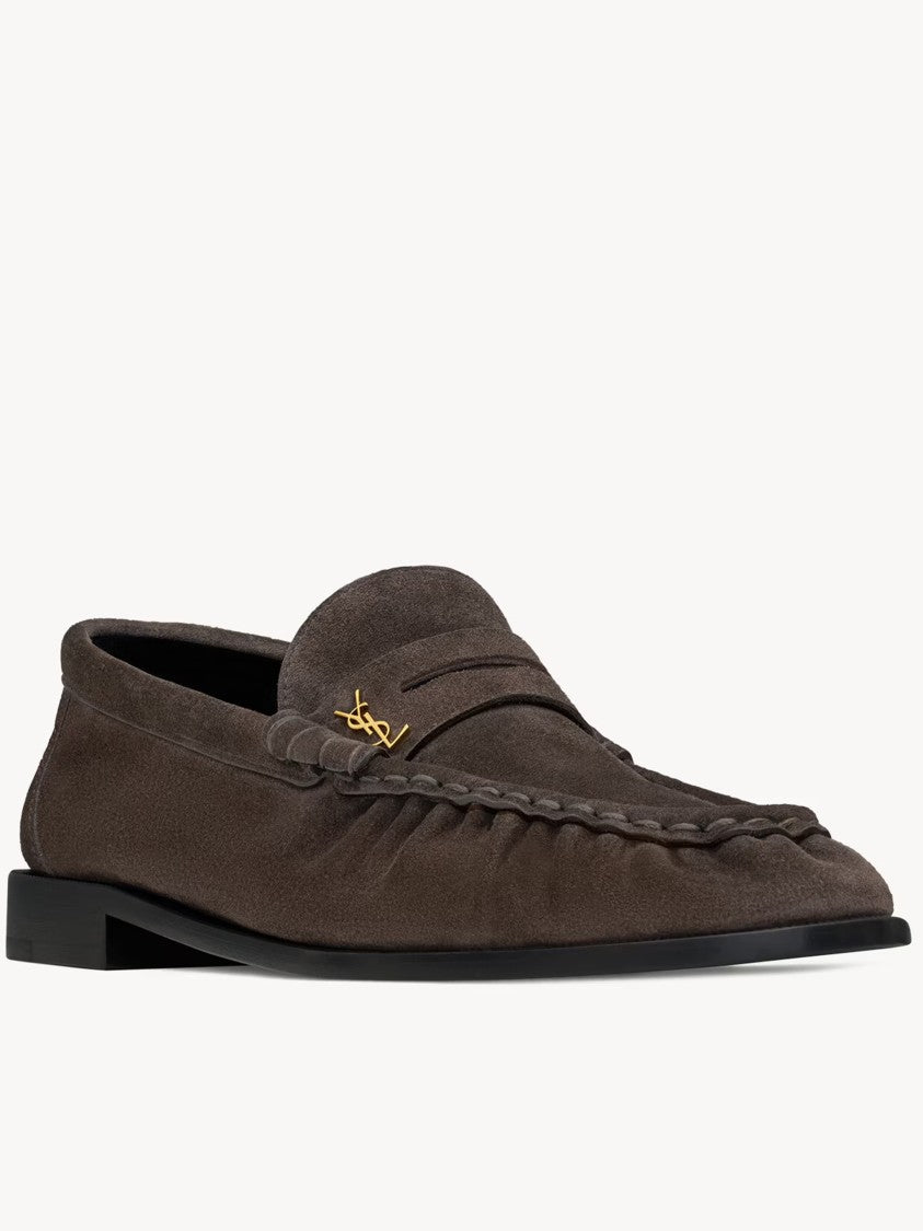 Saint Laurent Le Loafer 15 Ruched Suede Loafers