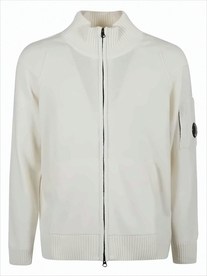 C.P. Company Full-Zip Knit Sweater With Ribbed Details And Emblem