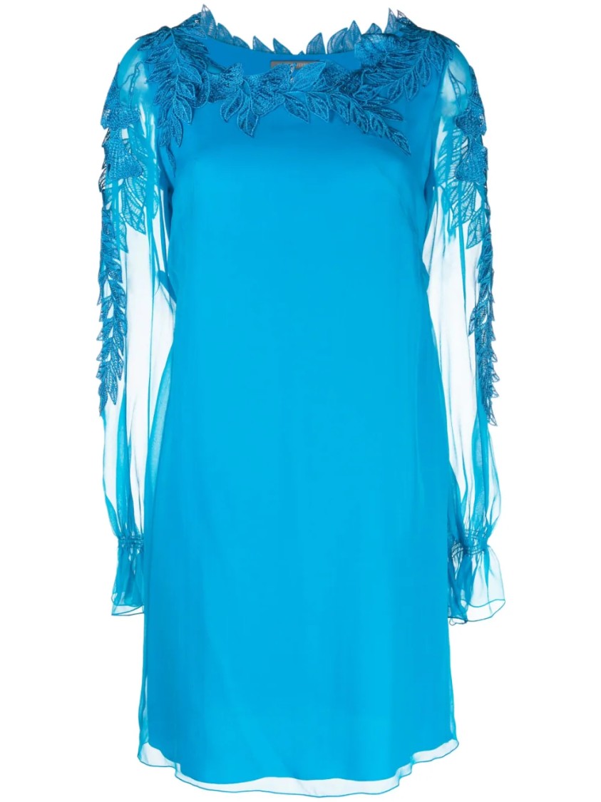 Alberta Ferretti Electric Blue Silk Mini Skirt Ruffles