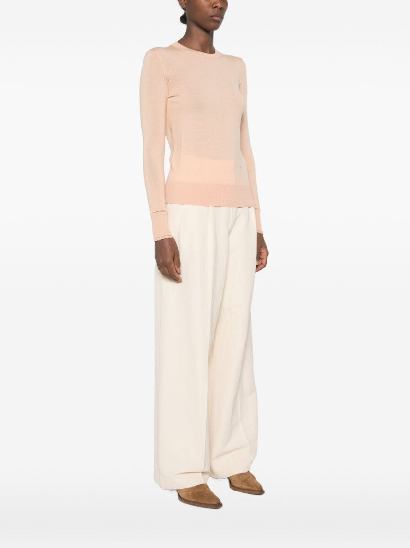 Chloé Grey Lightweight Ribbed Round Neck Sweater