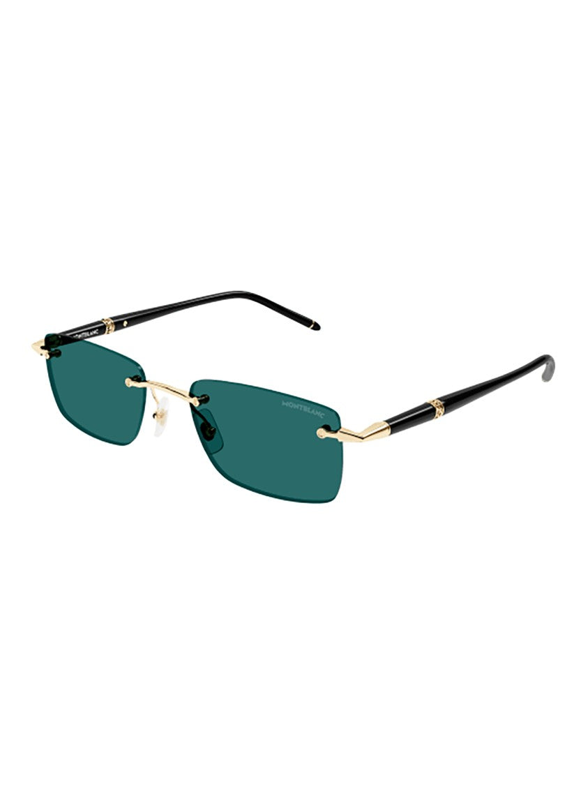 Montblanc Metallic Mb0344s Rectangular Gold Sunglasses