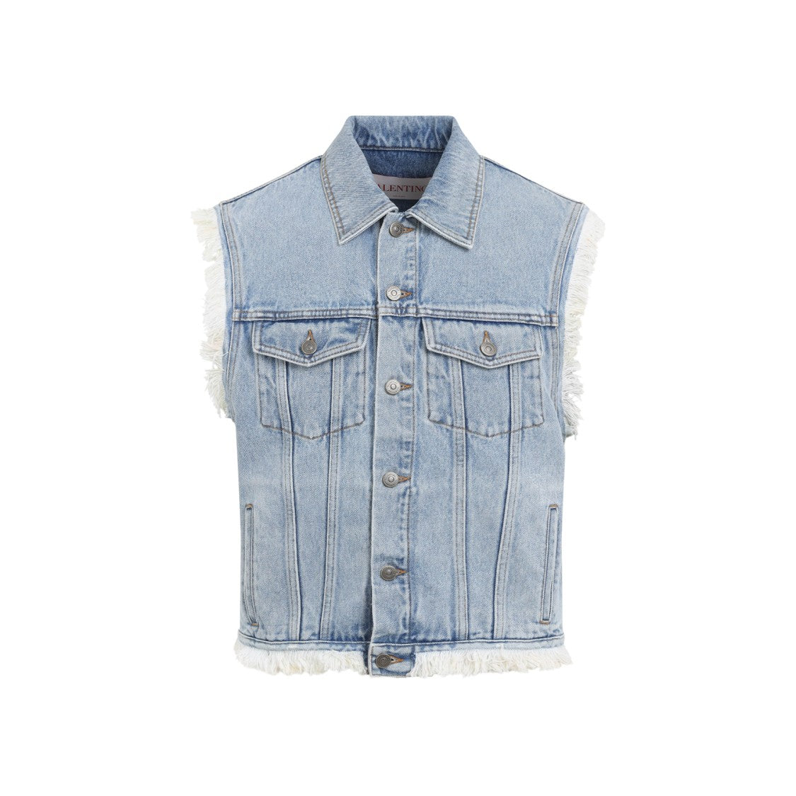 Valentino Frayed Hem Denim Waistcoat