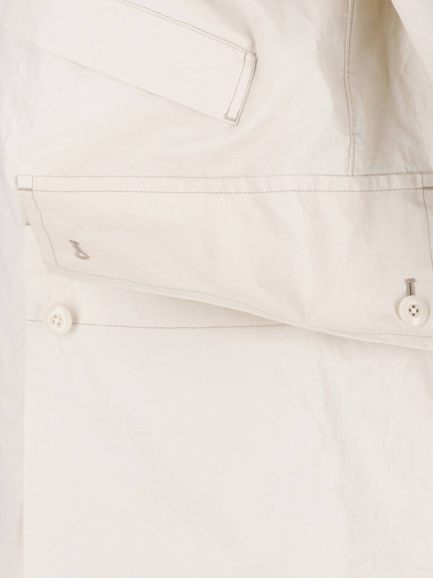 Lemaire White Technical Linen Hooded Waterproof Jacket