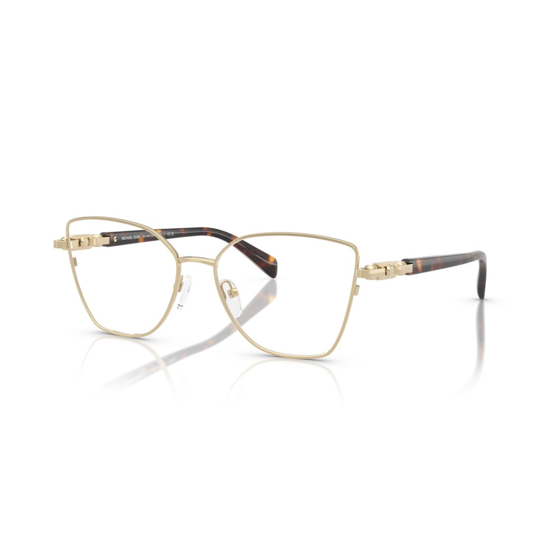 Michael Kors 0Mk3090 Rounded Square Gold-Finish Eyeglasses With Tortoiseshell Temples