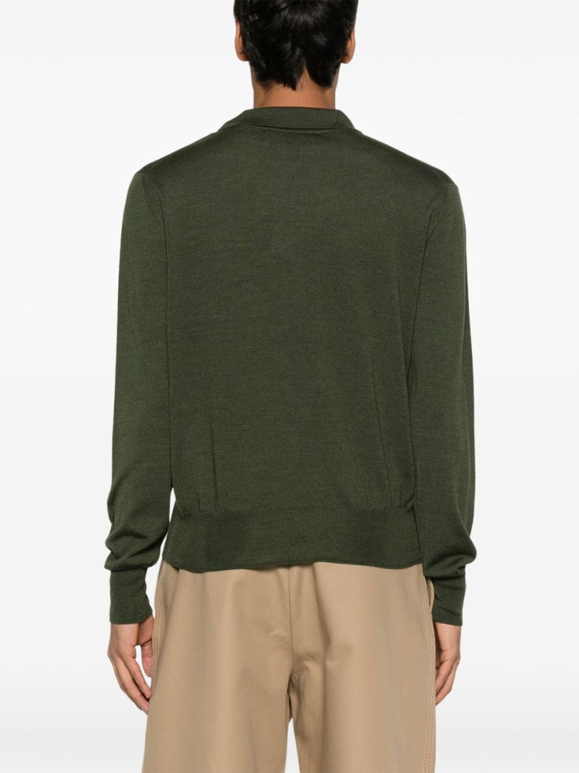 Ami Paris Moss Green Long Sleeve Polo