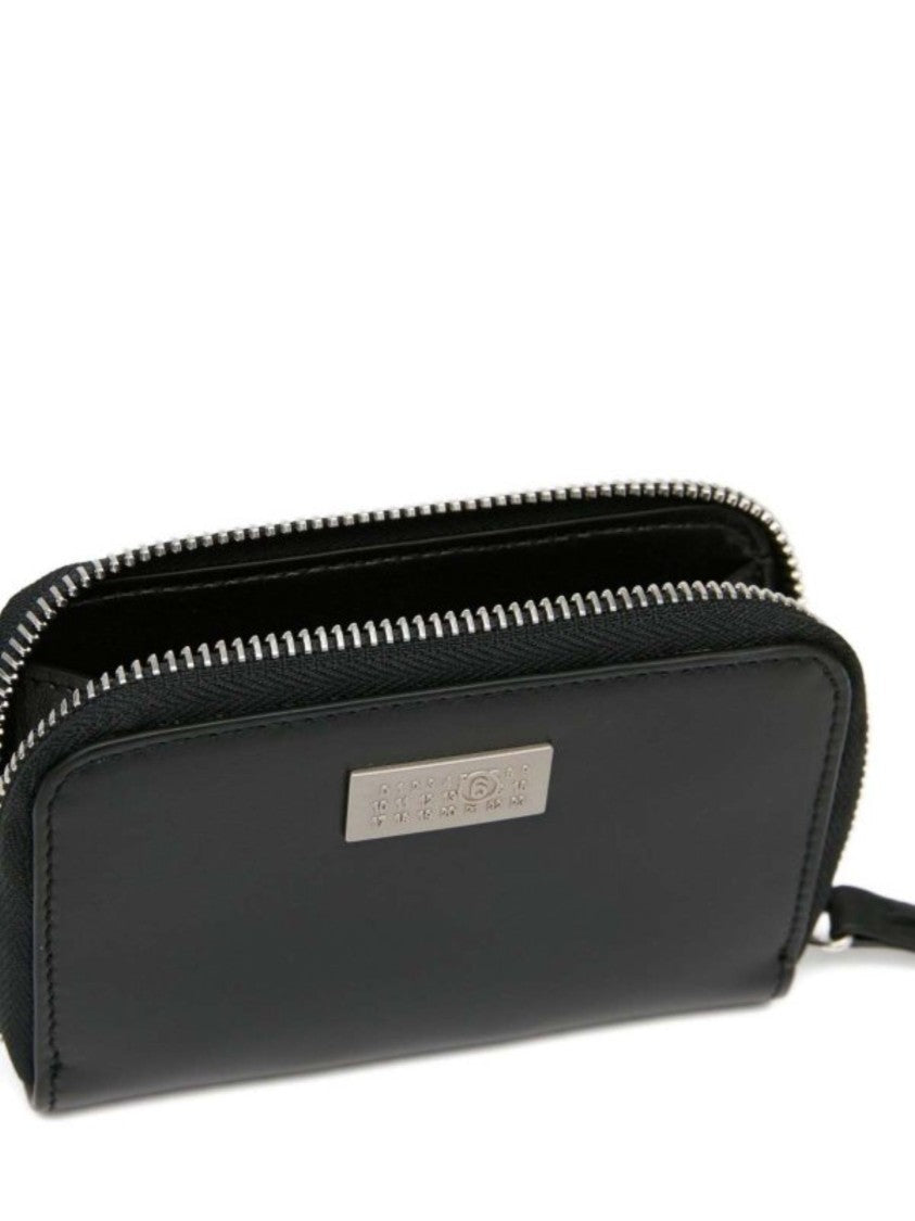 Mm6 By Maison Margiela Black Logo Tag Leather Wallet