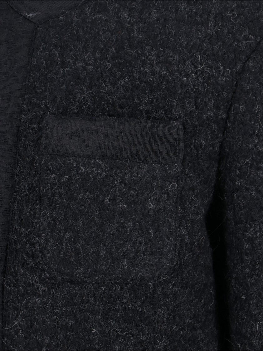 Ln22 Textured Wool Blend Jacket With Round Neckline
