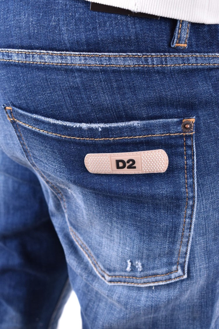 Dsquared2 Blue Cotton Distressed Skinny Jeans