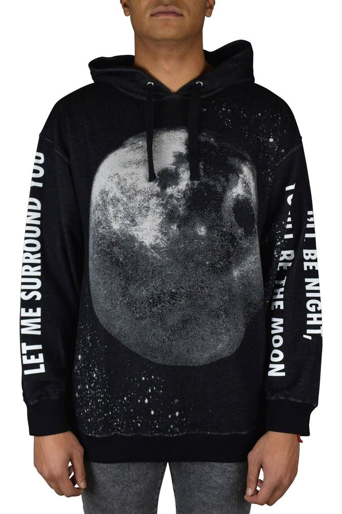 Valentino Garavani Moon Print Oversized Hoodie With Ribbed Hems