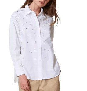 Twinset Actitude Pristine White Twinset Actitude Shirt With Embellishments