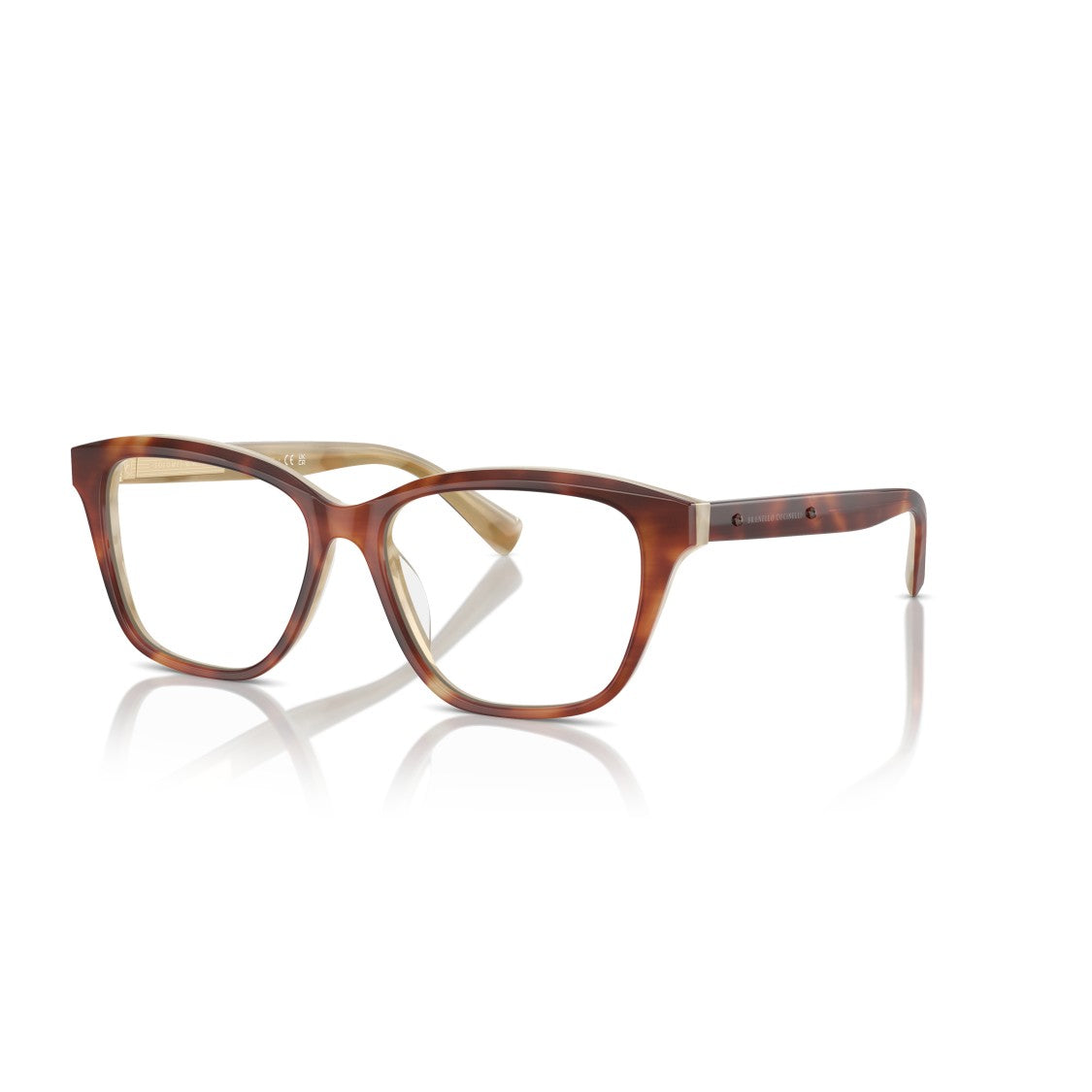 Brunello Cucinelli 0Bc3004 Translucent Beige Cat-Eye Sunglasses With Tortoiseshell Arms
