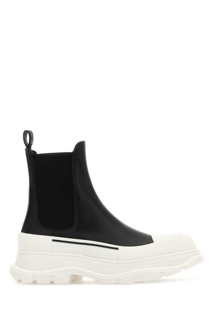 Alexander Mcqueen Black Nappa Leather Tread Slick Ankle Boots