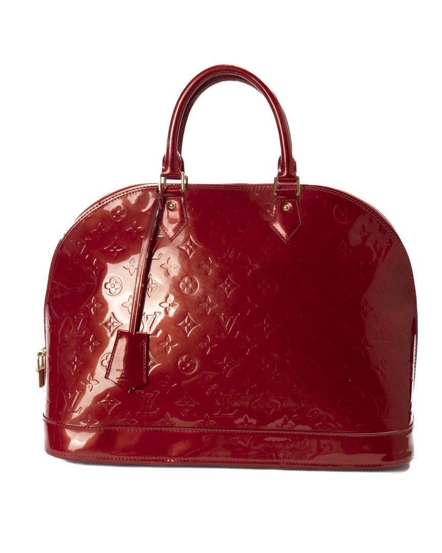 Louis Vuitton Alma Gm Patent Leather Handbag With Iconic Monogram Design