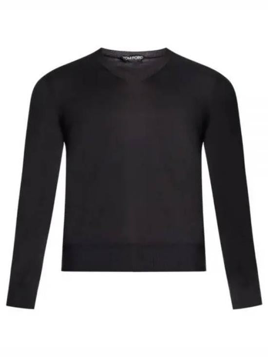 Tom Ford Black Knit Sweater With Ribbed Hem And Cuffs