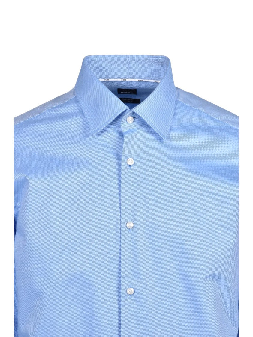 Boss Light Blue Easy Iron Stretch Cotton Shirt