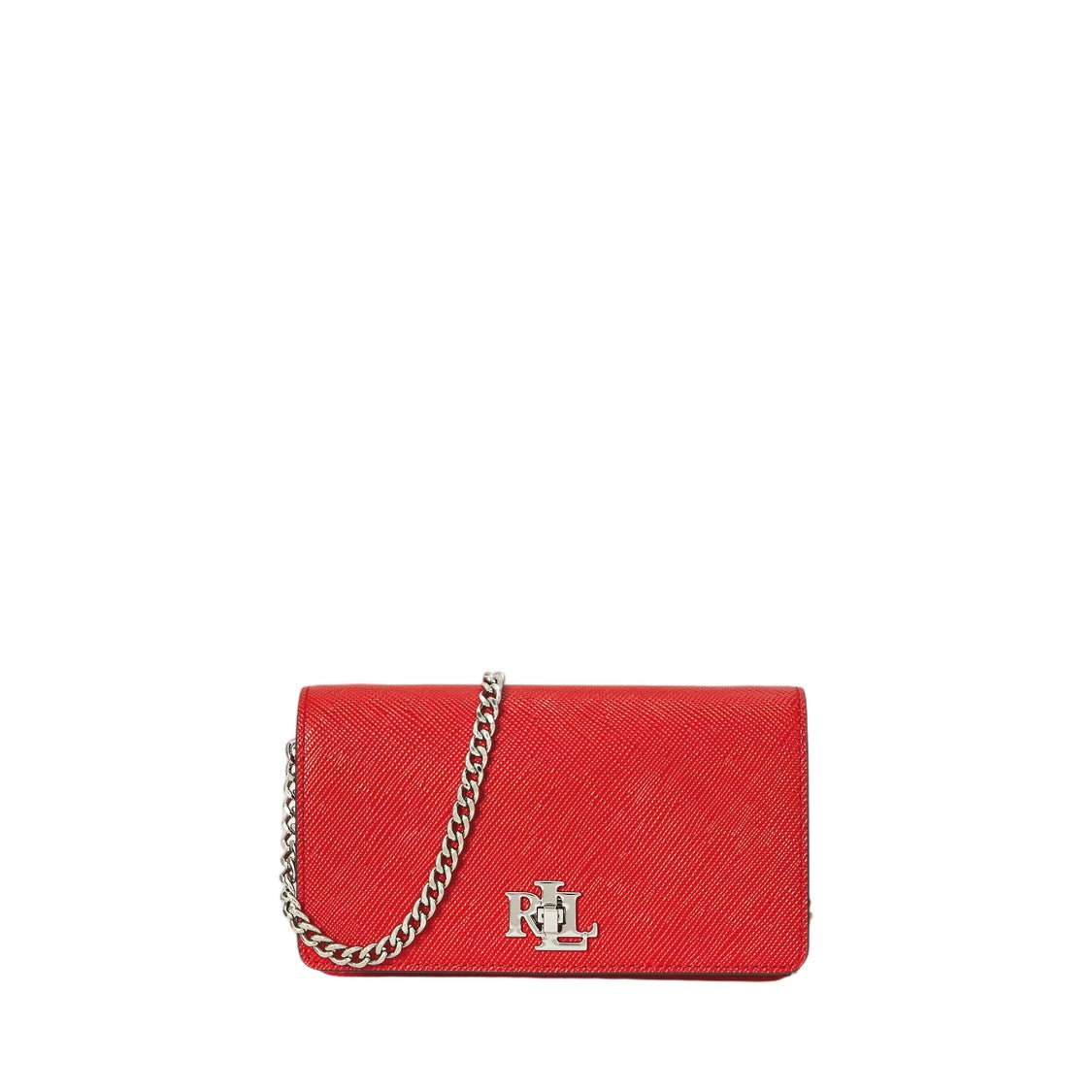 Lauren Ralph Lauren Textured Leather Phone Case In Bright Vermillion