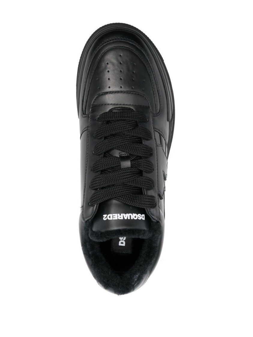 Dsquared2 Black Canadian Embossed Leather Low-Top Sneakers