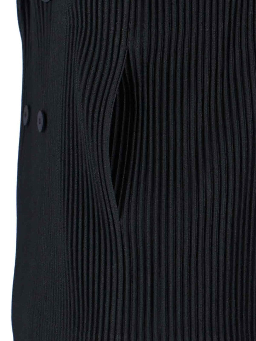 Homme Plissé Issey Miyake Minimalist Black Jacket With Cut