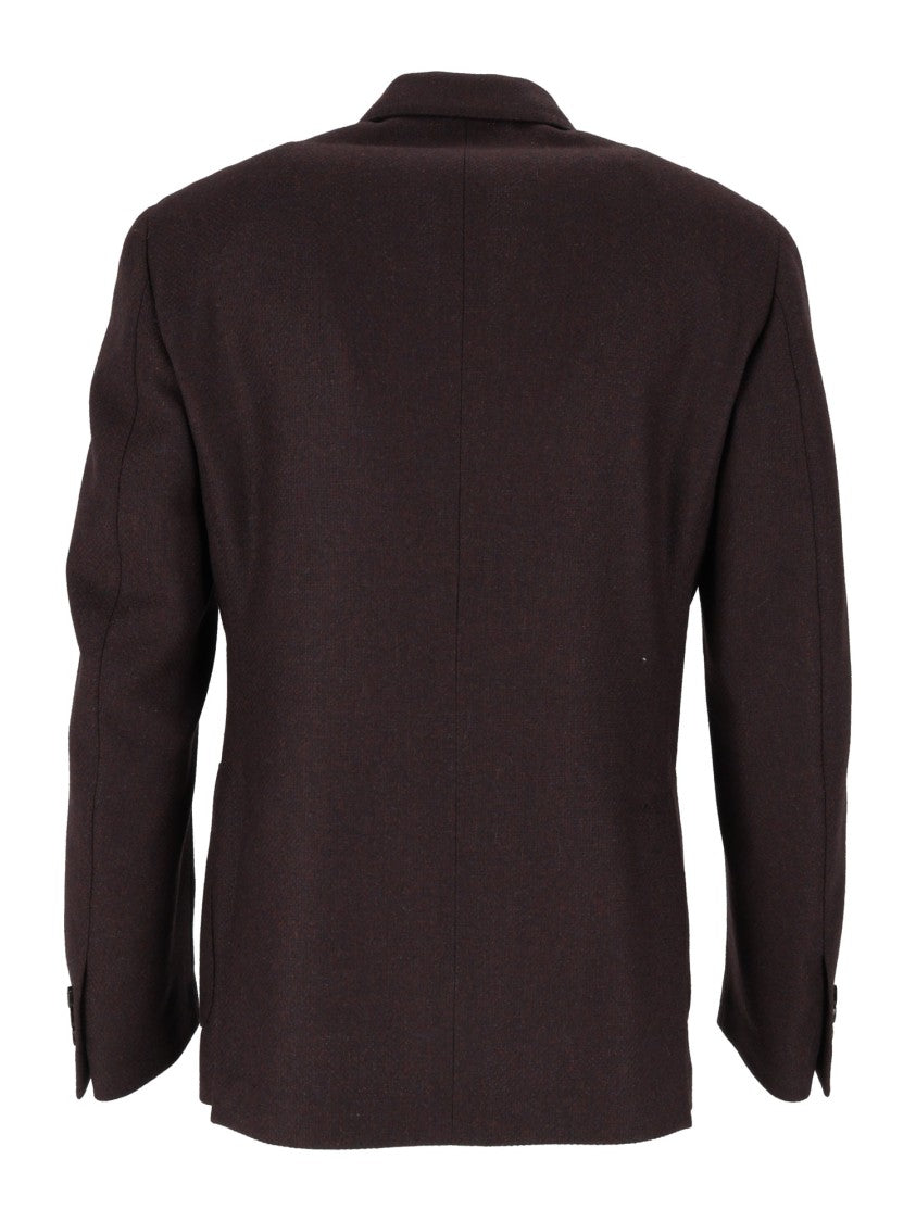 Lardini Double-Breasted Wool And Cashmere Blend Jacket With Wide Lapels