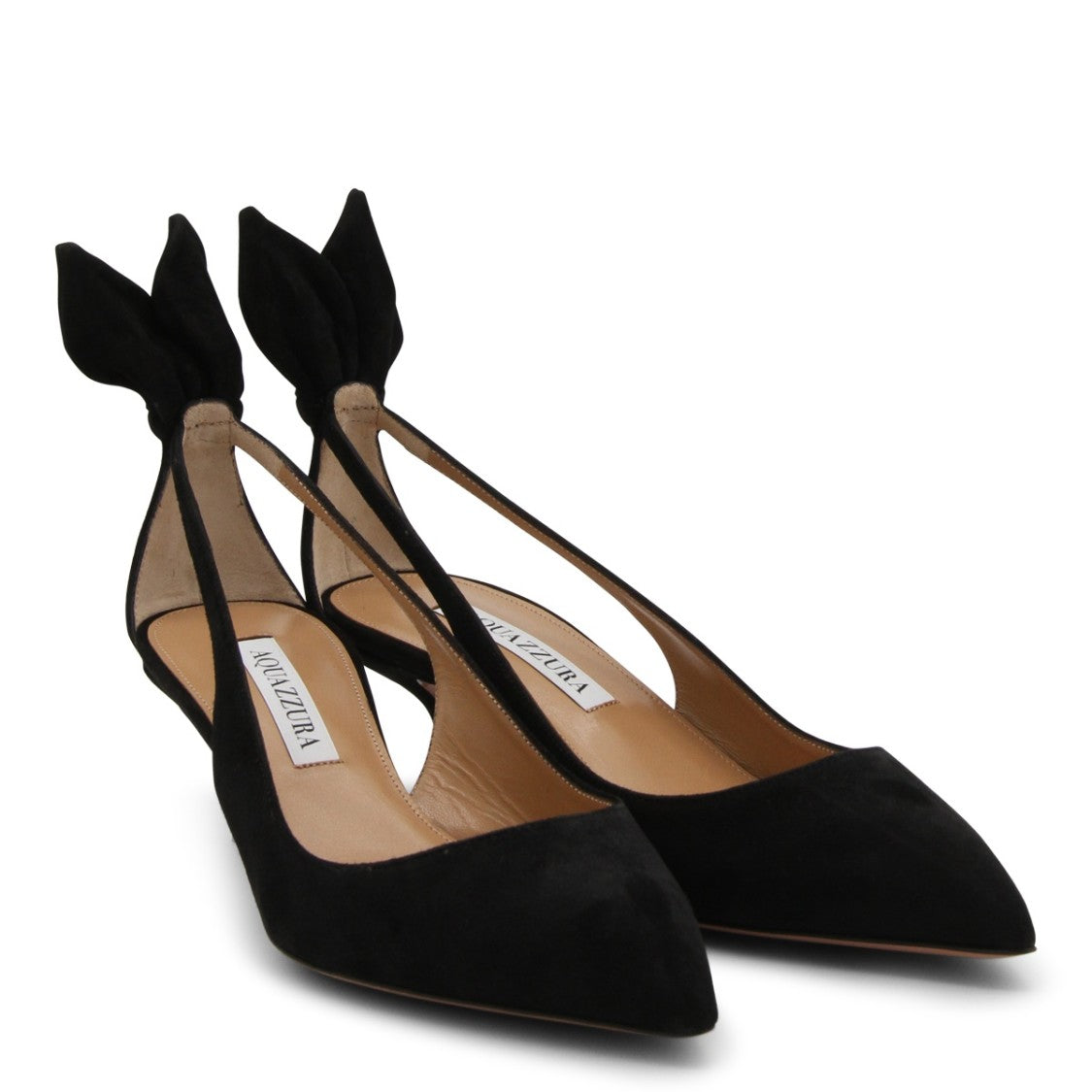 Aquazzura Black Suede Bow Tie Sandals
