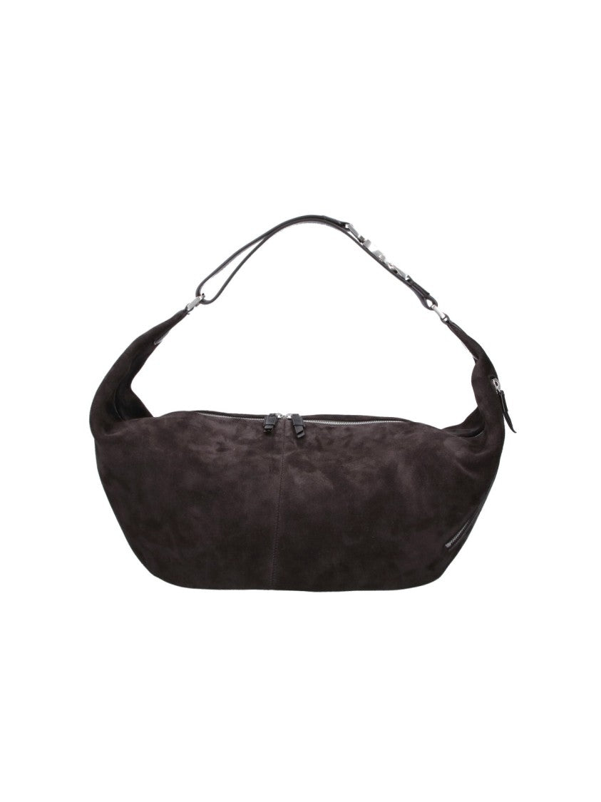 Lemaire Brown Quiver Clip Large Suede Shoulder Bag