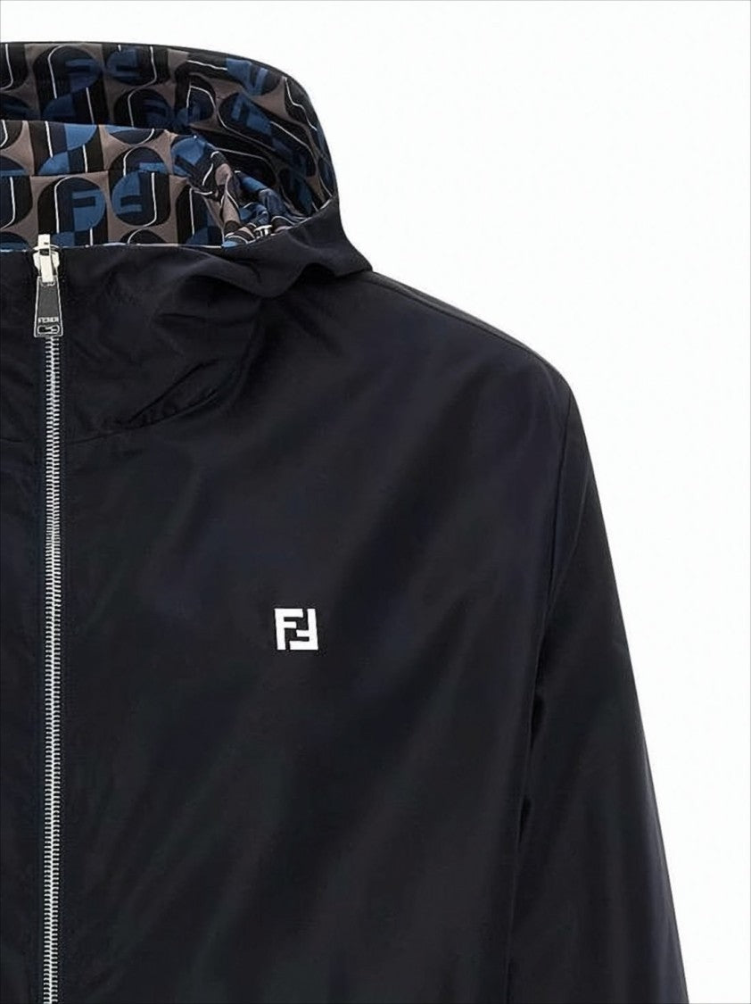 Fendi Reversible Hooded Jacket With Geometric Motif