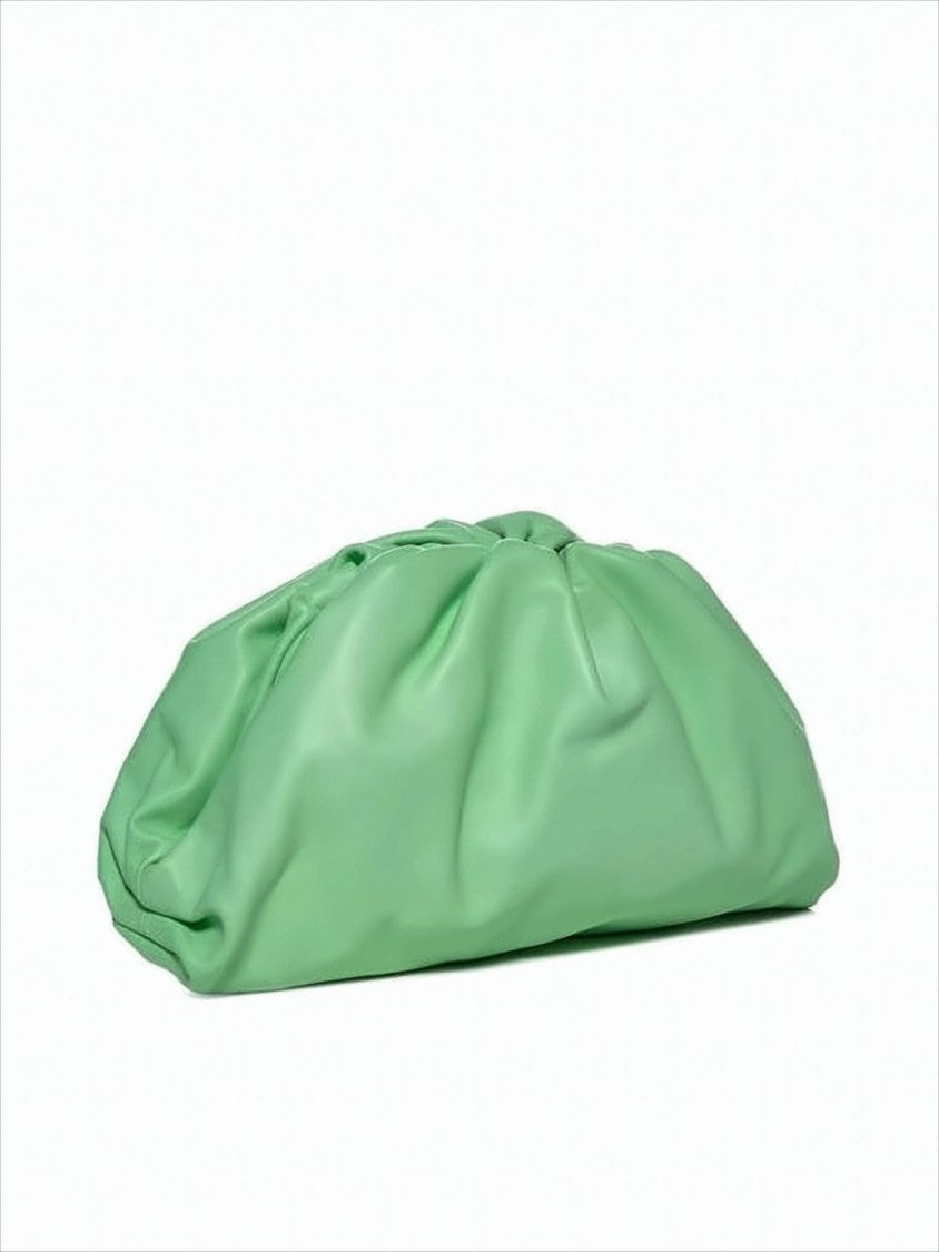 Bottega Veneta Smooth Leather Ruched Clutch With Spacious Interior