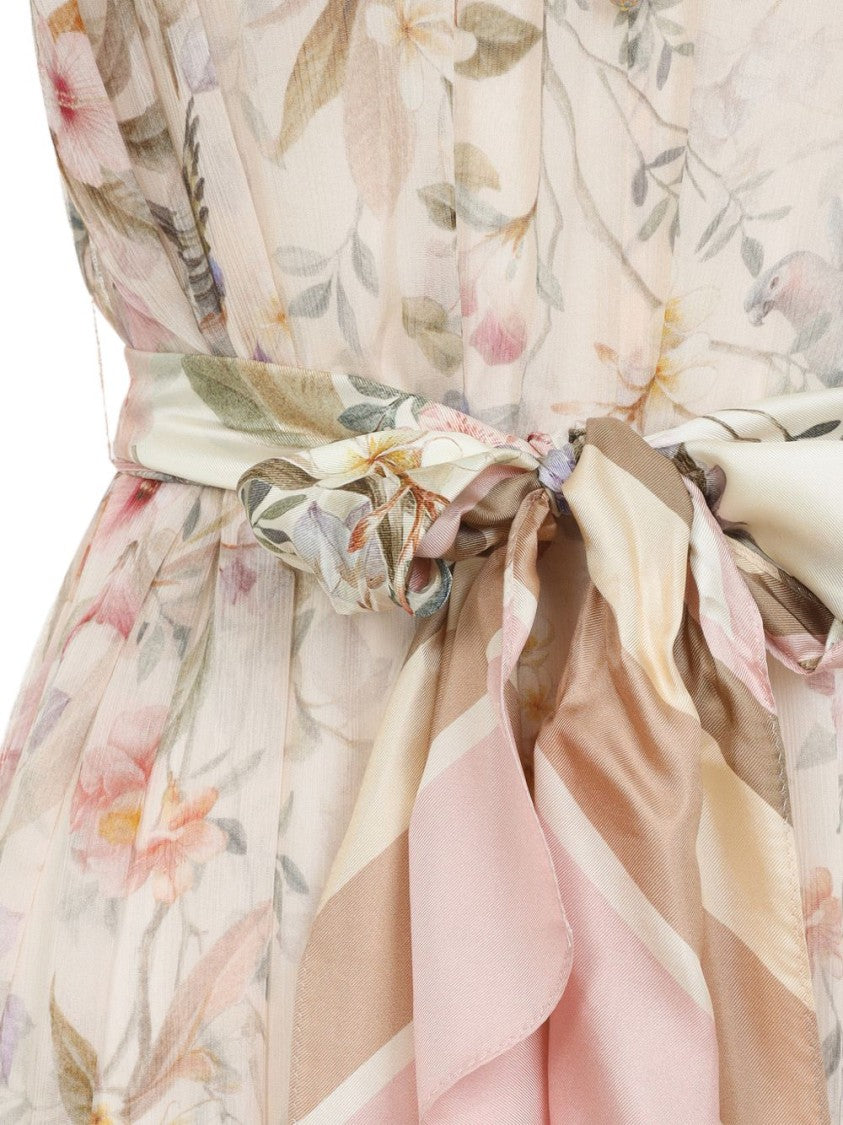 Zimmermann Romantic Floral Midi Dress With Ruffled Details