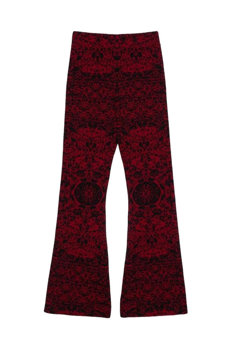 Les Benjamins Intricate Red And Black Patterned Straight Pants