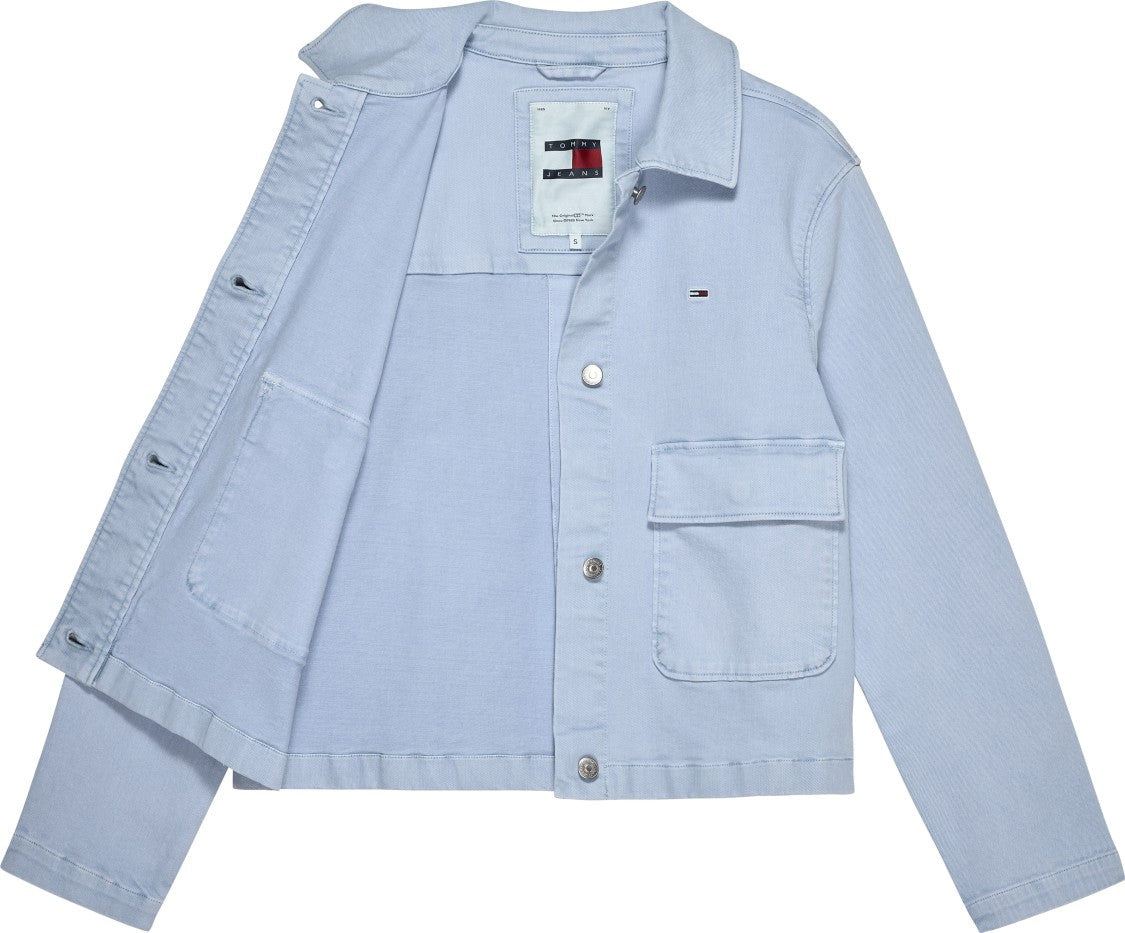 Tommy Jeans Cropped Clear Blue Jacket With Vintage-Inspired Design